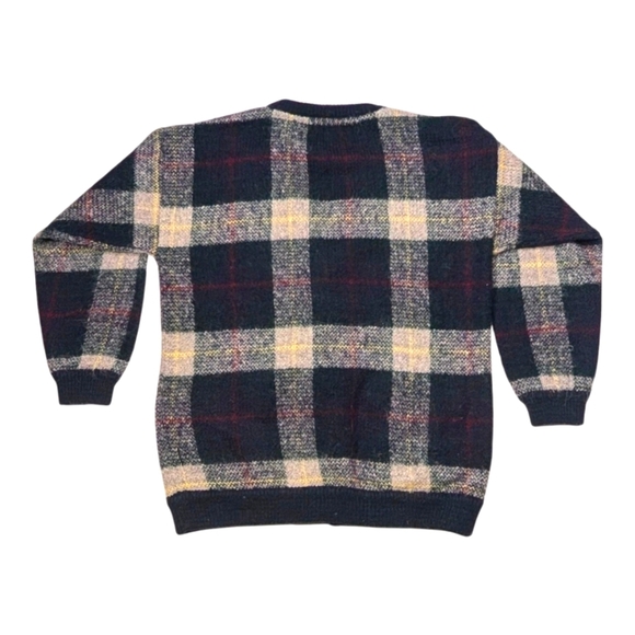 Vtg 90s Plaid Cardigan Preppy Grandpa Sweater Academia Oversized Small - Picture 2 of 7